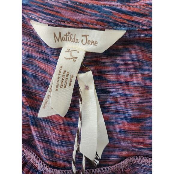 Matilda Jane Tunic Blouse space dye sz L stretch ruffle hippie boho nwt buttons - Picture 5 of 8